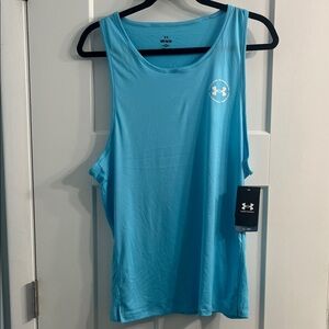 NWT Men’s MEDIUM Under Armour Aqua Sleeveless Tank Top runner